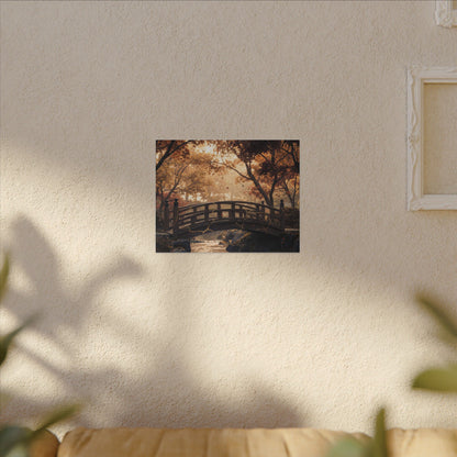 Autumn Wooden Bridge Gold Vein Canvas Art | Resilient Decor
