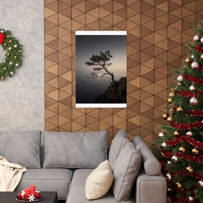 Moody Pine Tree Wall Art Print - Moody Minimal Dark Japandi