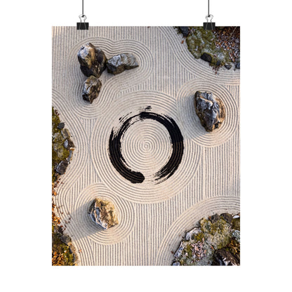 Seijaku Rock Garden Wall Art Print - Zen Enso