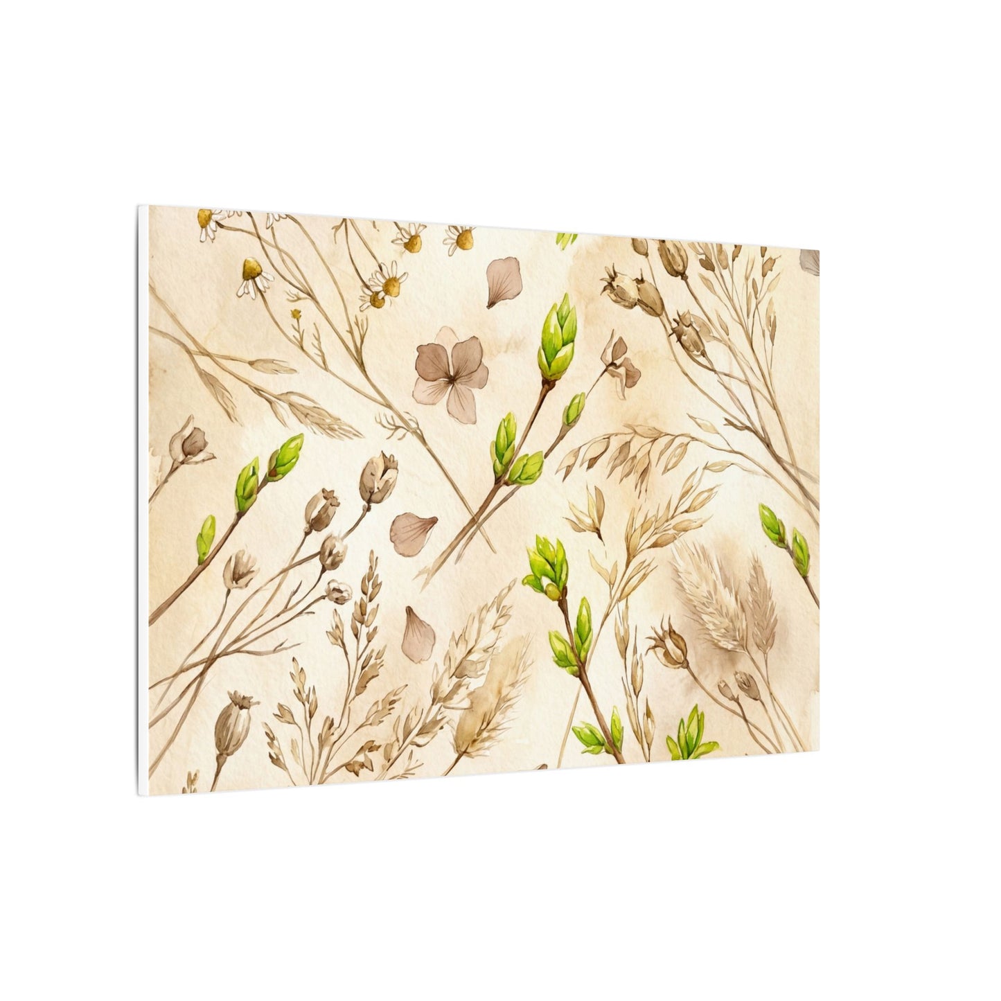 Spring Dried Flowers Watercolor Canvas Art | Earthy Decor