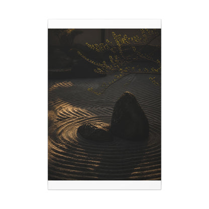 Ma Rock Garden Canvas Art - Dark Japandi Shadow Zen