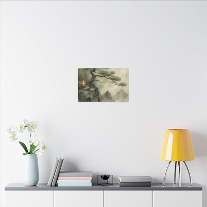 Candlelight Pine Tree Canvas Art - Japandi Kanso