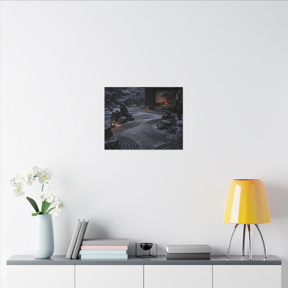 Candlelight Rock Garden Canvas Art - Dark Japandi Fukinsei