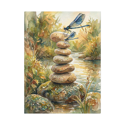 River Stones Summer Canvas Art | Japandi Cozy Design