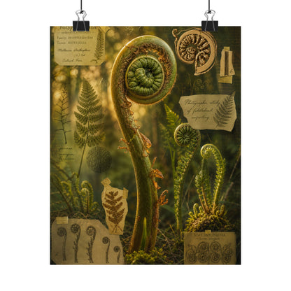 Spring Fern Unfurling Herbarium Wall Art Print | Nostalgic Decor