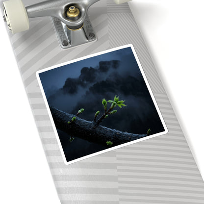 Mountain Mist Moody Minimal Sticker | Bold Dark Japandi Art