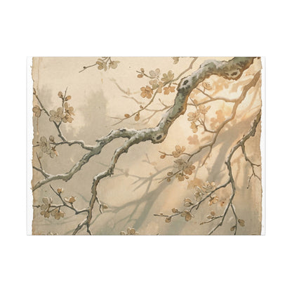 Cherry Blossom Canvas Art | Winter Japandi Japanese Pattern Art Art Print