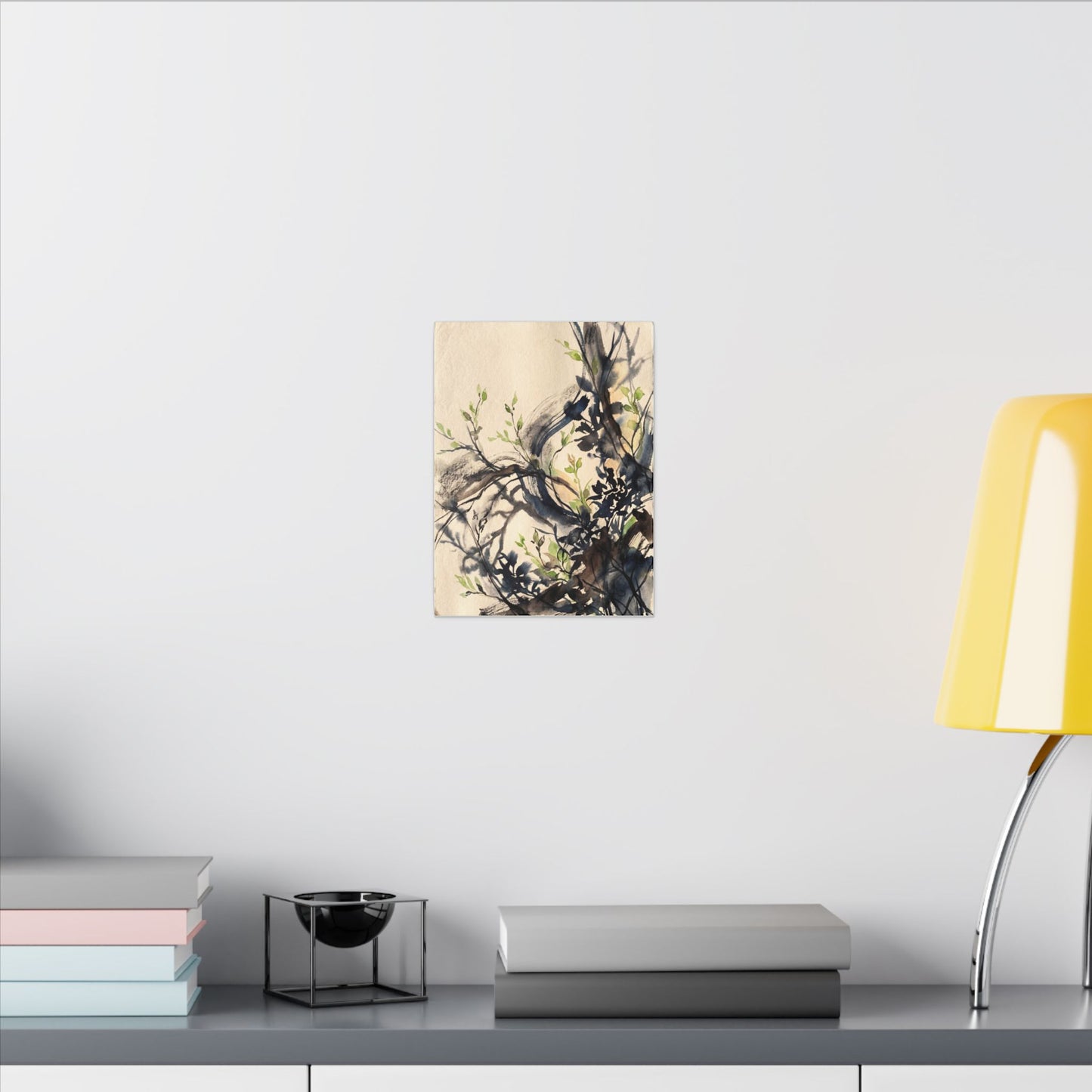 Ma Shadow Play Canvas Art - Dark Japandi Charcoal Ink