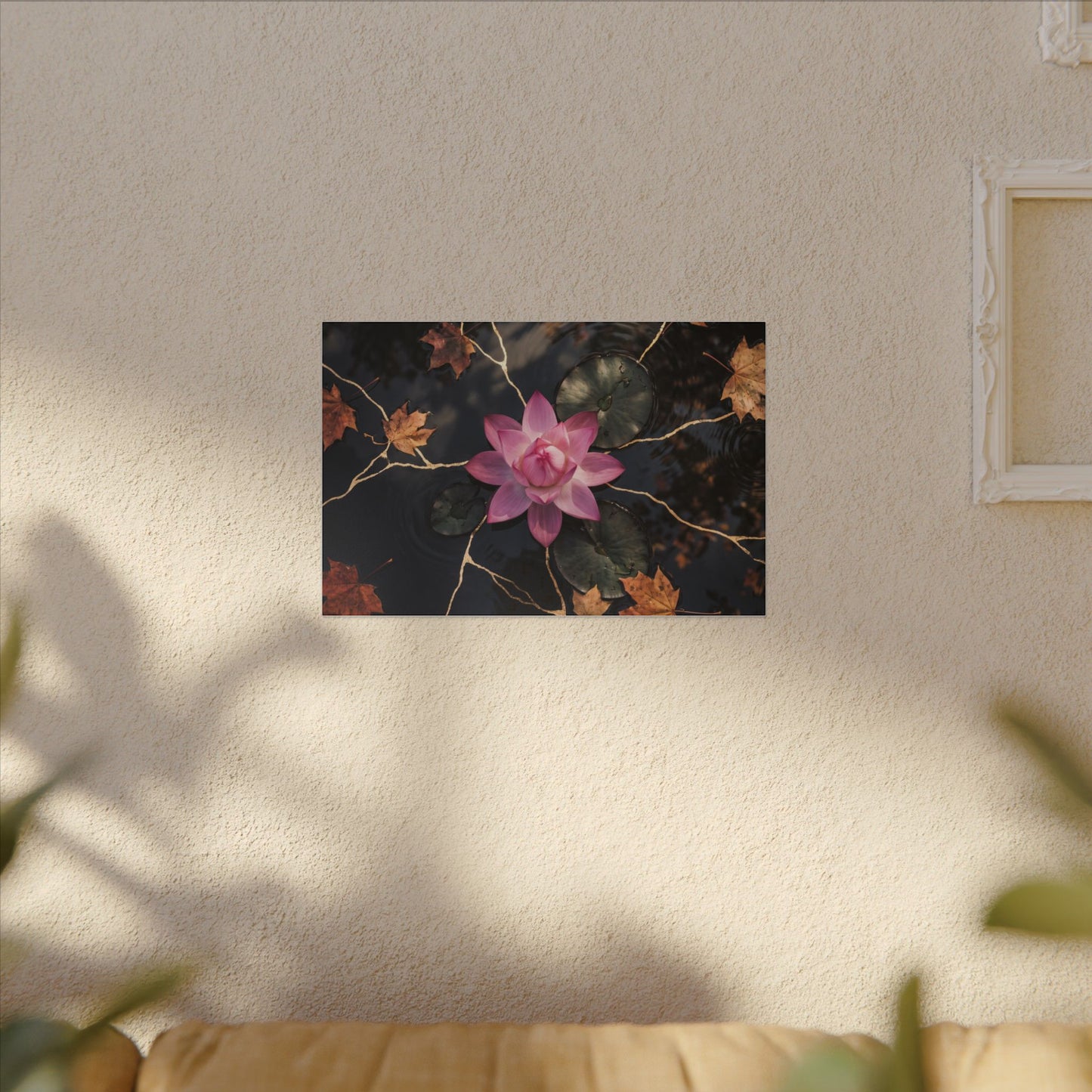 Ma Lotus Flower Canvas Art - Kintsugi Gold Vein