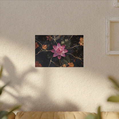 Ma Lotus Flower Canvas Art - Kintsugi Gold Vein