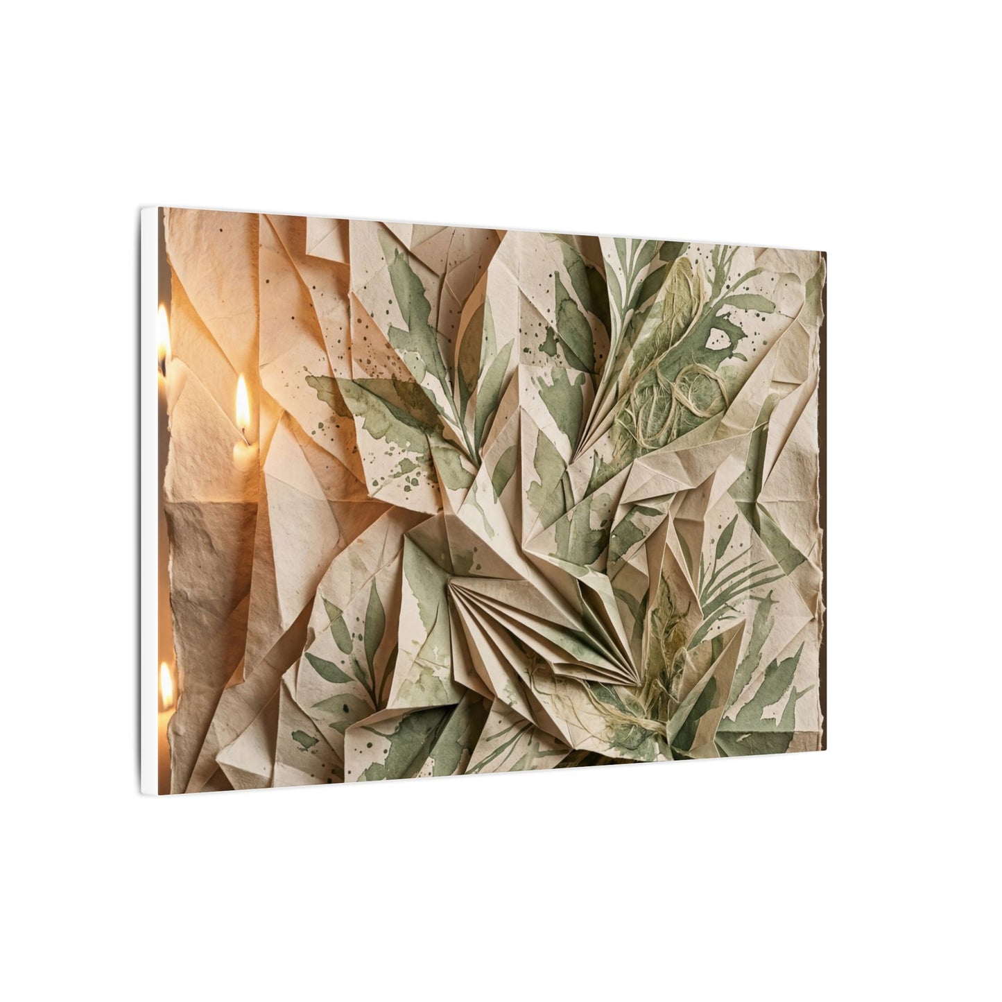 Japandi Paper Fold in Candlelight | Texture Canvas Art