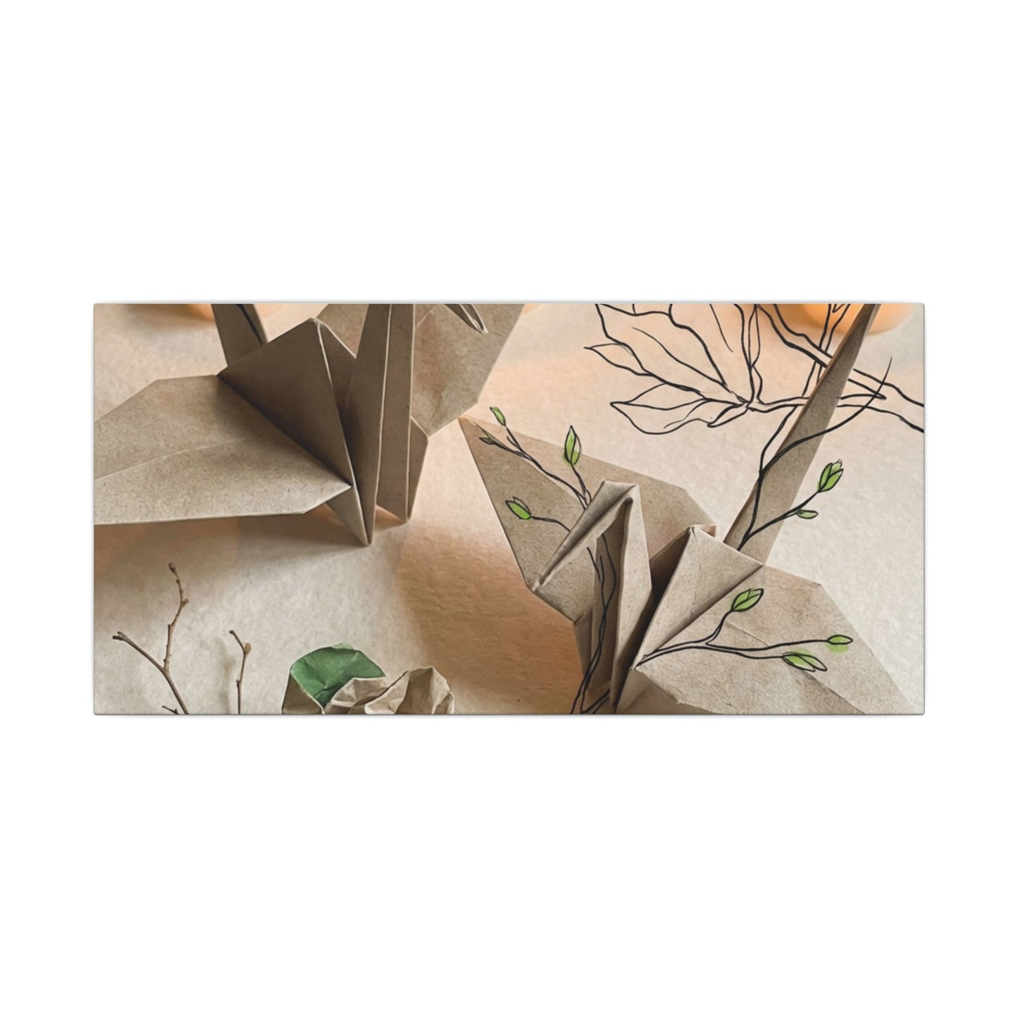 Paper Fold Spring Canvas Art | Japandi Earthy Design