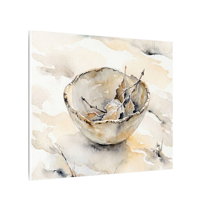 Ceramic Bowl Canvas Art | Winter Japandi Watercolor Art