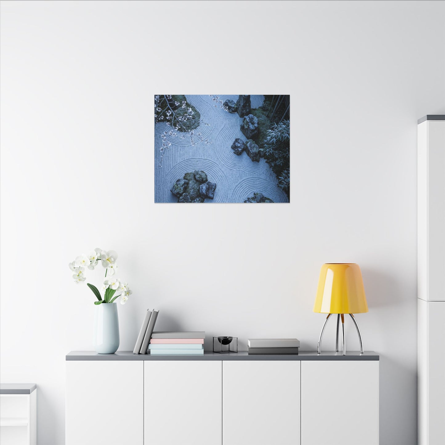 Contemplative Cherry Blossom Canvas Art - Karesansui Zen
