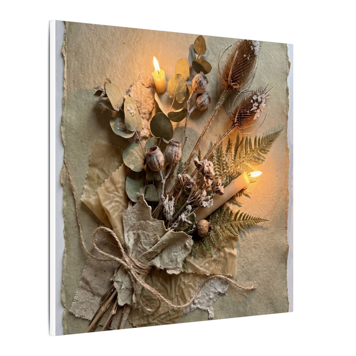 Dried Flowers Texture Canvas Art | Warm Japandi Art
