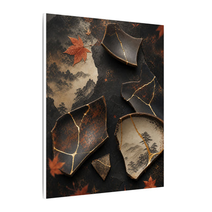 Broken Pottery Gold Vein Canvas Art | Philosophical Kintsugi Art