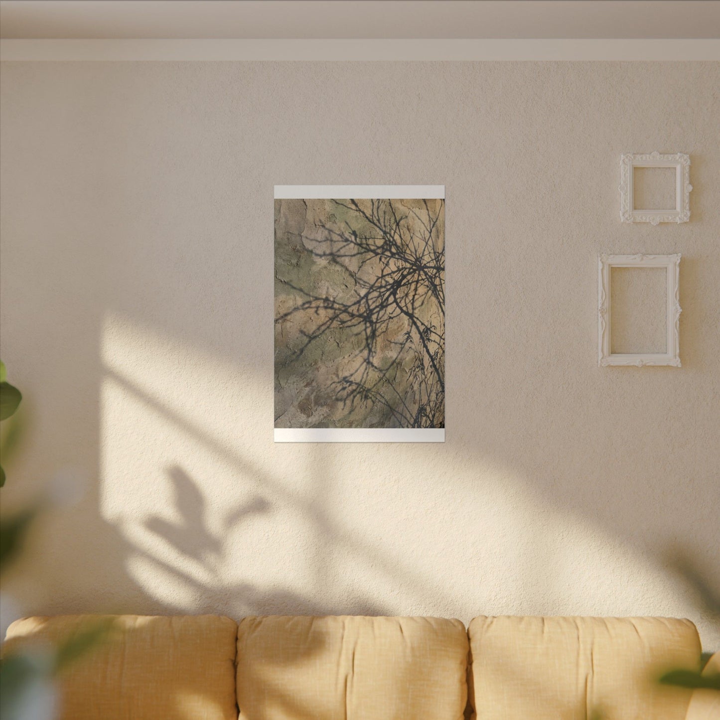 Japandi Shadow Play in Golden Hour | Texture Canvas Art