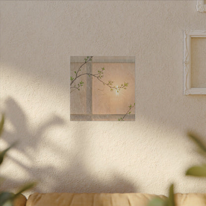 Warm Shoji Screen Canvas Art - Minimal Line Japandi