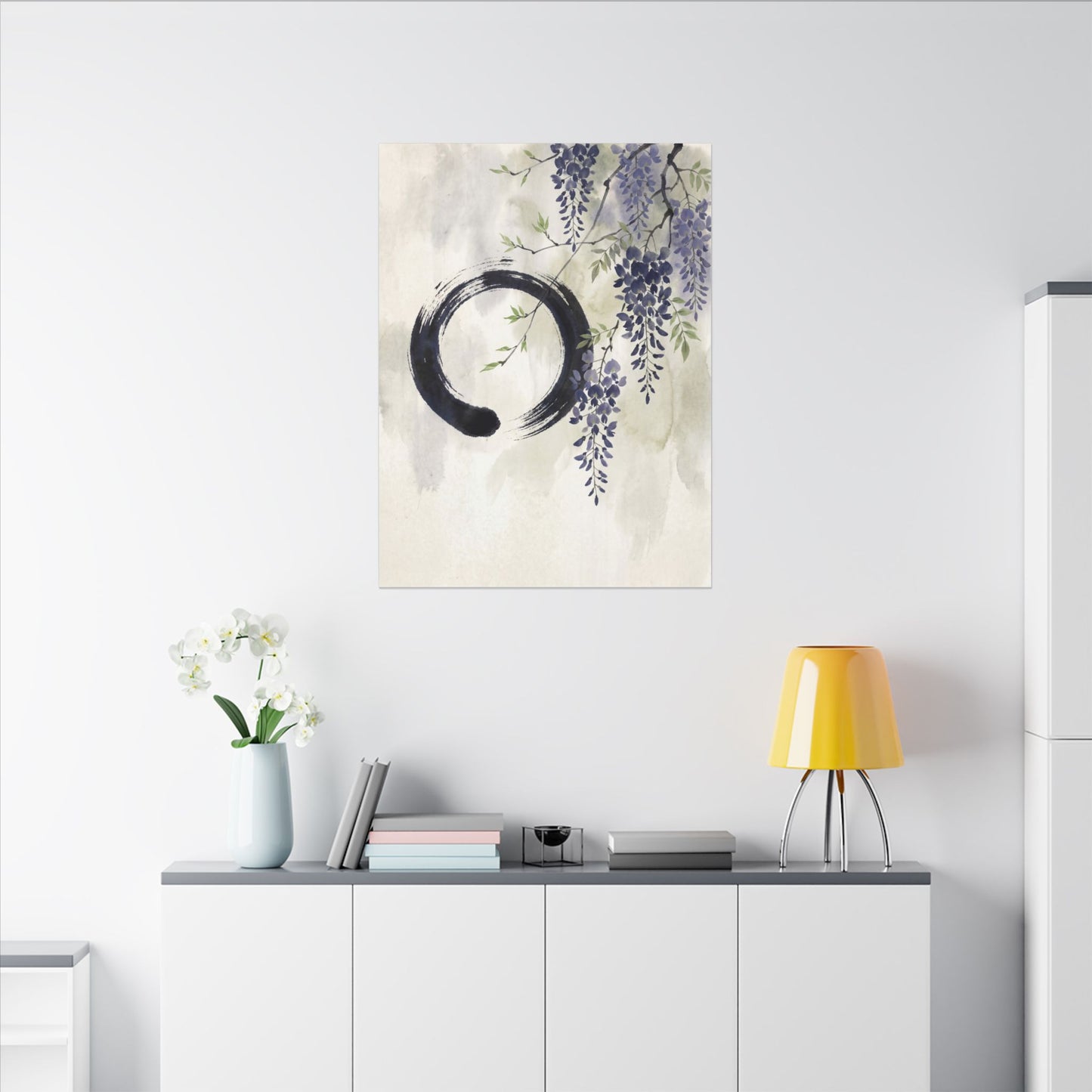 Wisteria Enso Canvas Art | Serene Zen Art