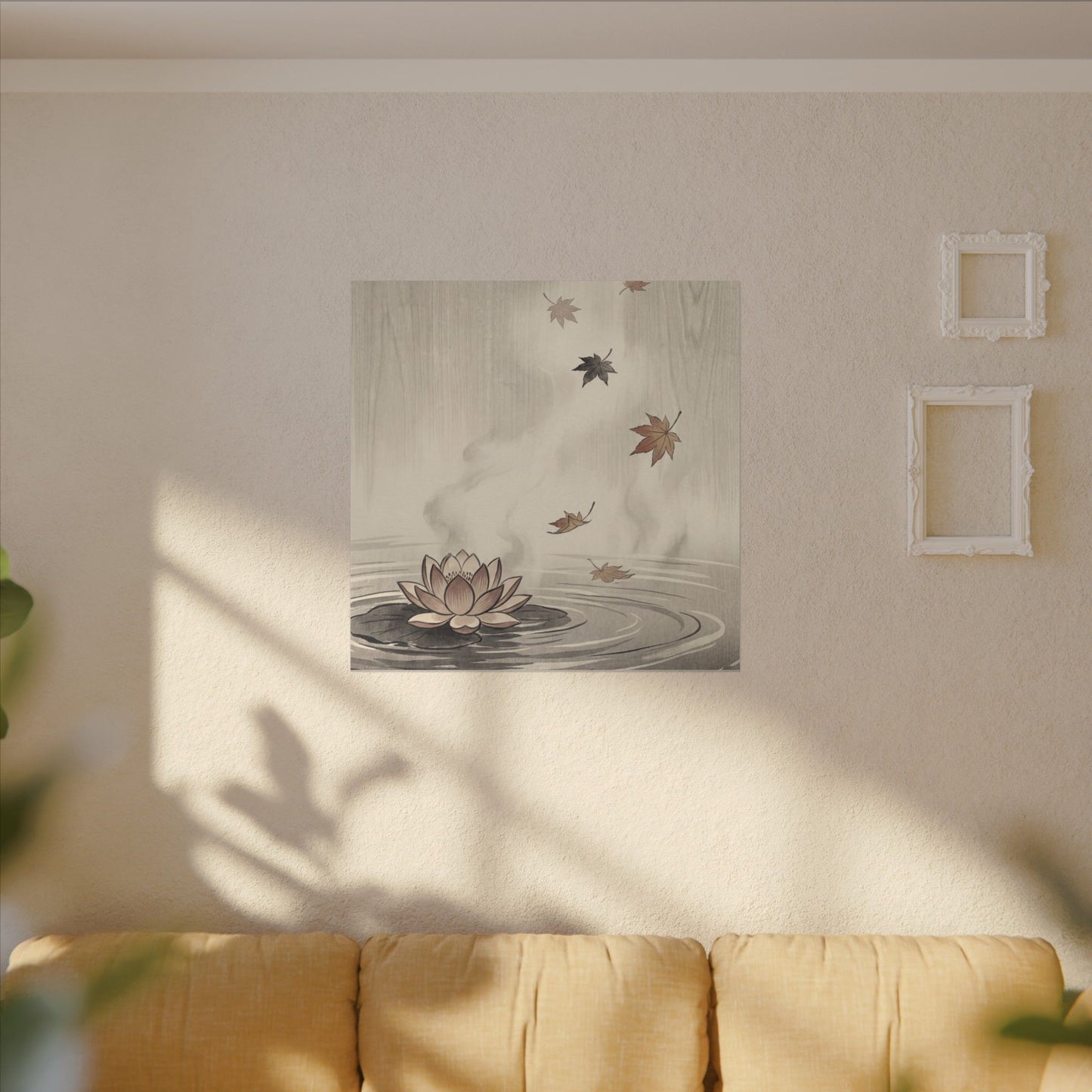 Lotus Flower Canvas Art | Autumn Zen Ukiyo E Inspired Art