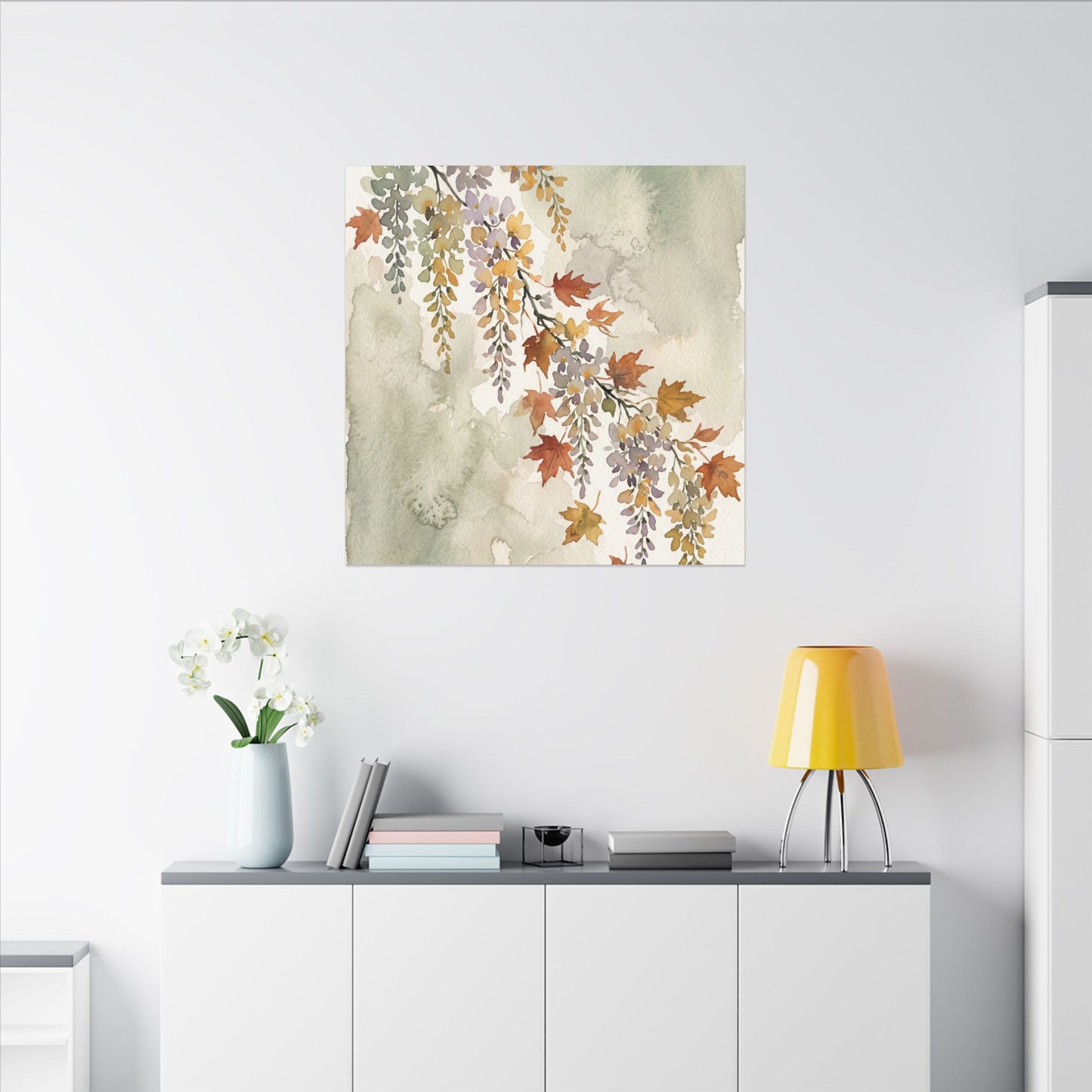 Ma Wisteria Canvas Art - Japandi Watercolor