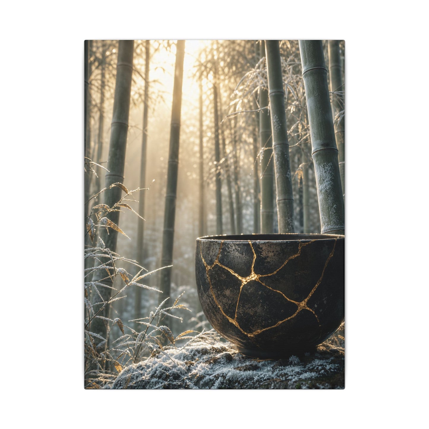Fukinsei Bamboo Grove Canvas Art - Kintsugi Gold Repair