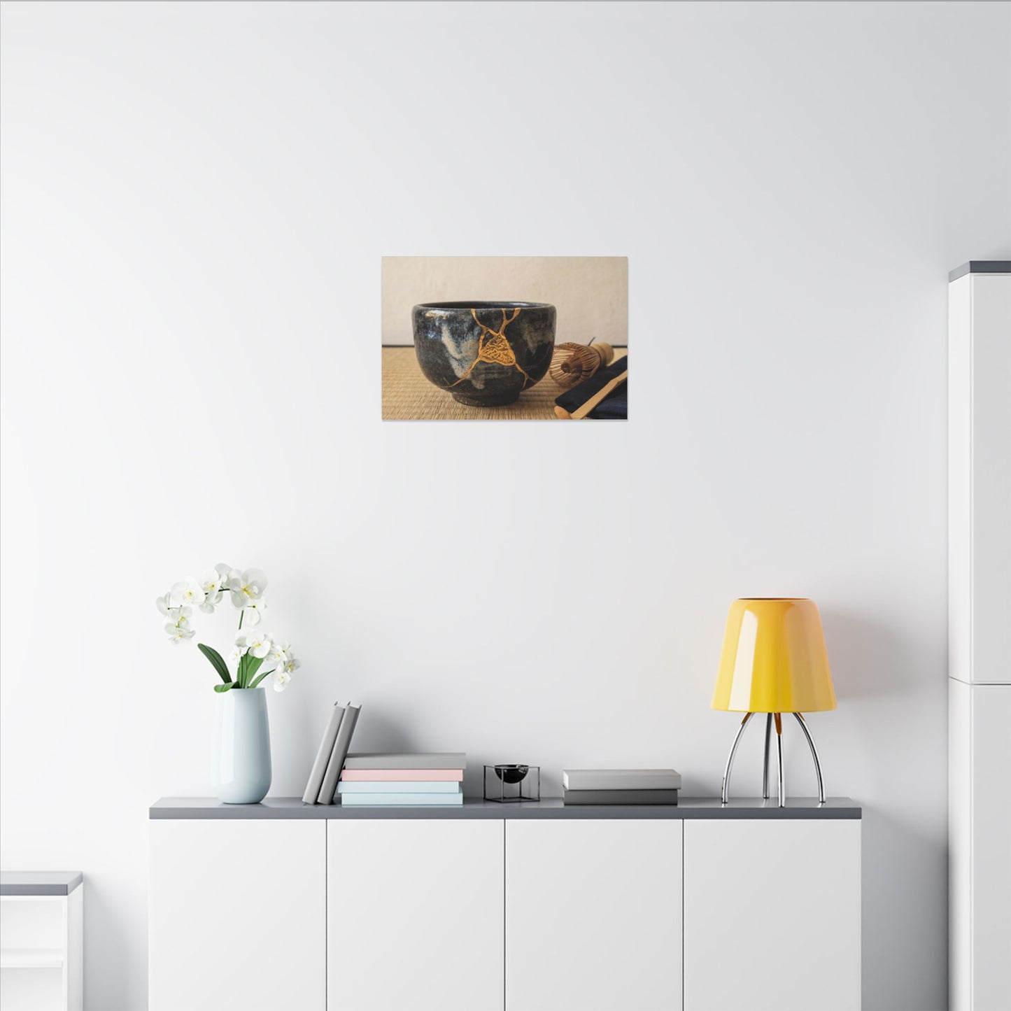 Kanso Tea Ceremony Canvas Art - Kintsugi Gold Vein
