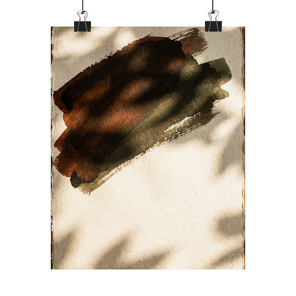 Dark Japandi Ink Brushstroke in Dappled | Moody Minimal Wall Art Print