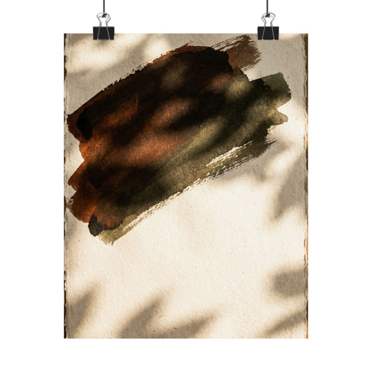 Dark Japandi Ink Brushstroke in Dappled | Moody Minimal Wall Art Print