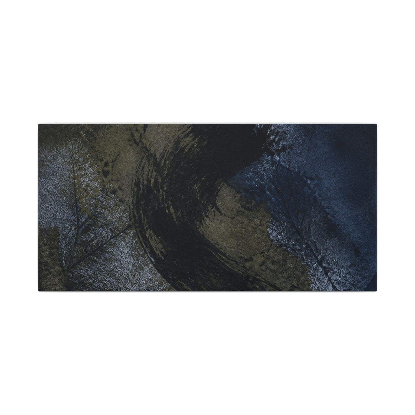 Shibui Ink Brushstroke Canvas Art - Dark Japandi Dark Texture