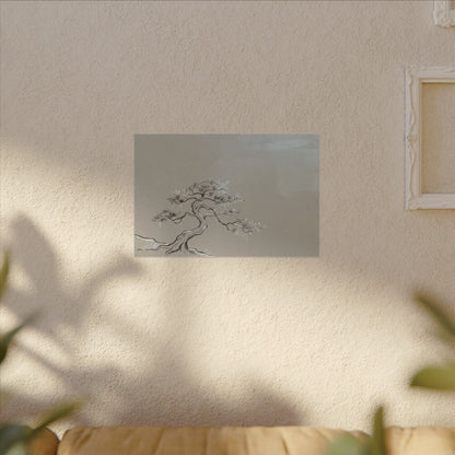 Pine Tree Minimal Line Canvas Art | Warm Japandi Art