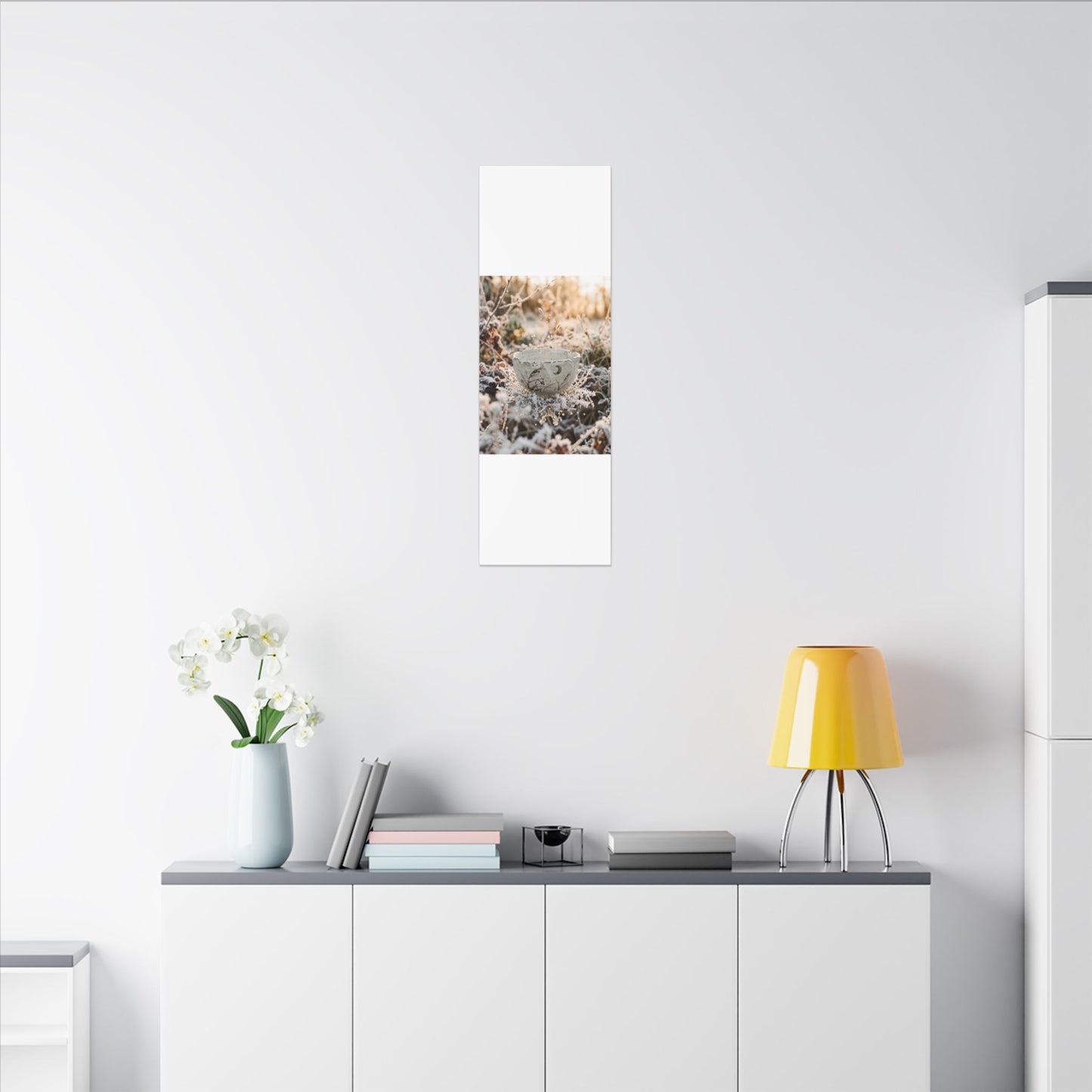 Japandi Ceramic Bowl in Golden Hour | Japanese Pattern Canvas Art