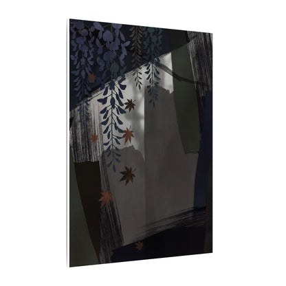 Wisteria Autumn Canvas Art | Dark Japandi Moody Design