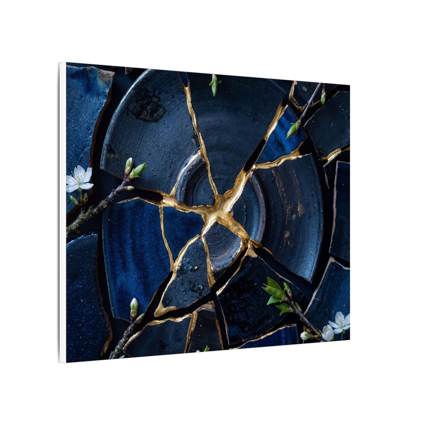 Moonlight Broken Pottery Canvas Art - Kintsugi Fukinsei
