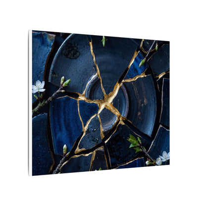 Moonlight Broken Pottery Canvas Art - Kintsugi Fukinsei