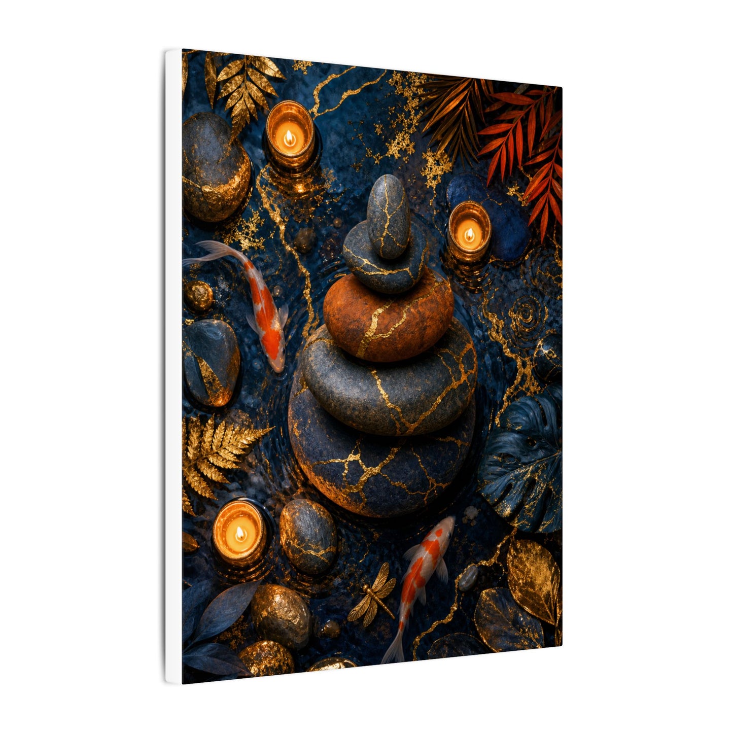 Summer River Stones Gold Vein Canvas Art | Resilient Decor