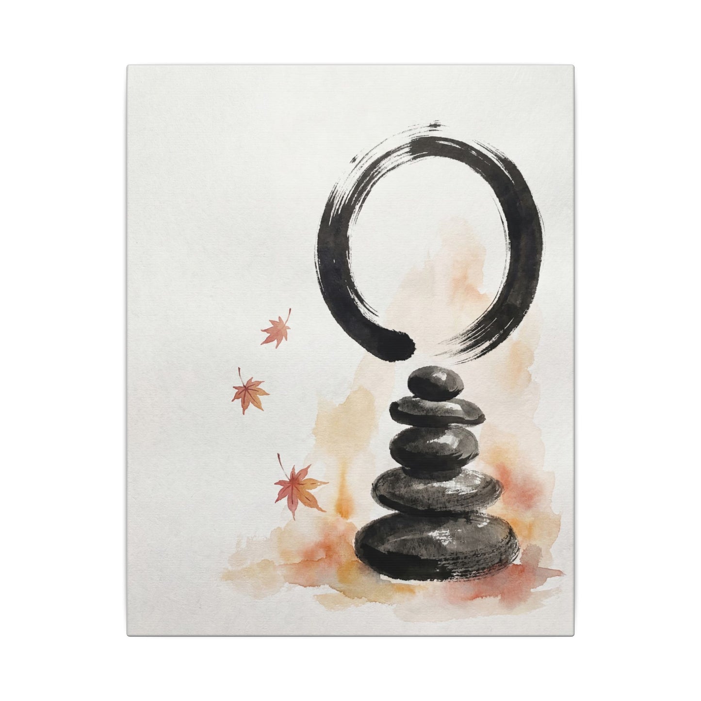 River Stones Canvas Art | Autumn Zen Enso Art