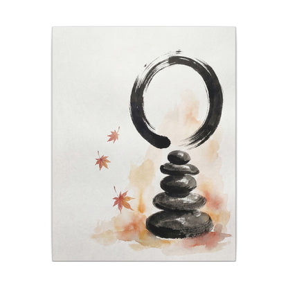River Stones Canvas Art | Autumn Zen Enso Art
