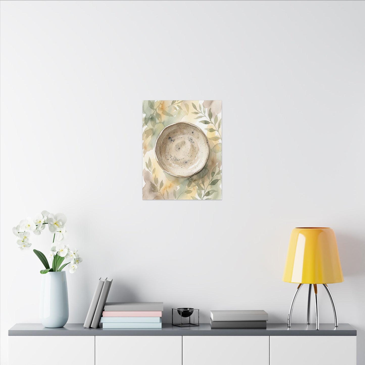 Ceramic Bowl Watercolor Canvas Art | Warm Japandi Art