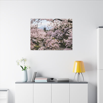 Cherry Blossom Winter Canvas Art | Dark Japandi Luxurious Design