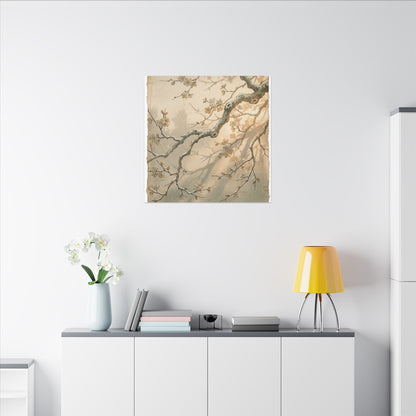 Cherry Blossom Canvas Art | Winter Japandi Japanese Pattern Art