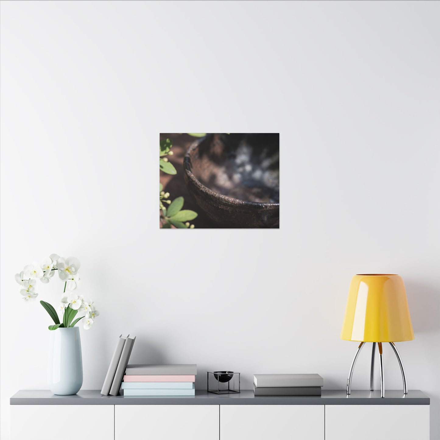 Ceramic Bowl Shadow Zen Canvas Art | Moody Dark Japandi Art