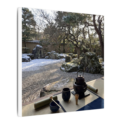 Winter Tea Ceremony Karesansui Canvas Art | Serene Decor