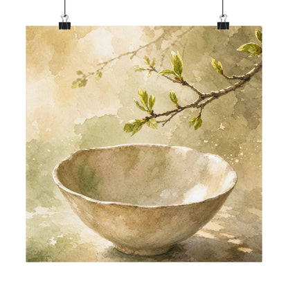 Neutral Ceramic Bowl Wall Art Print - Watercolor Japandi