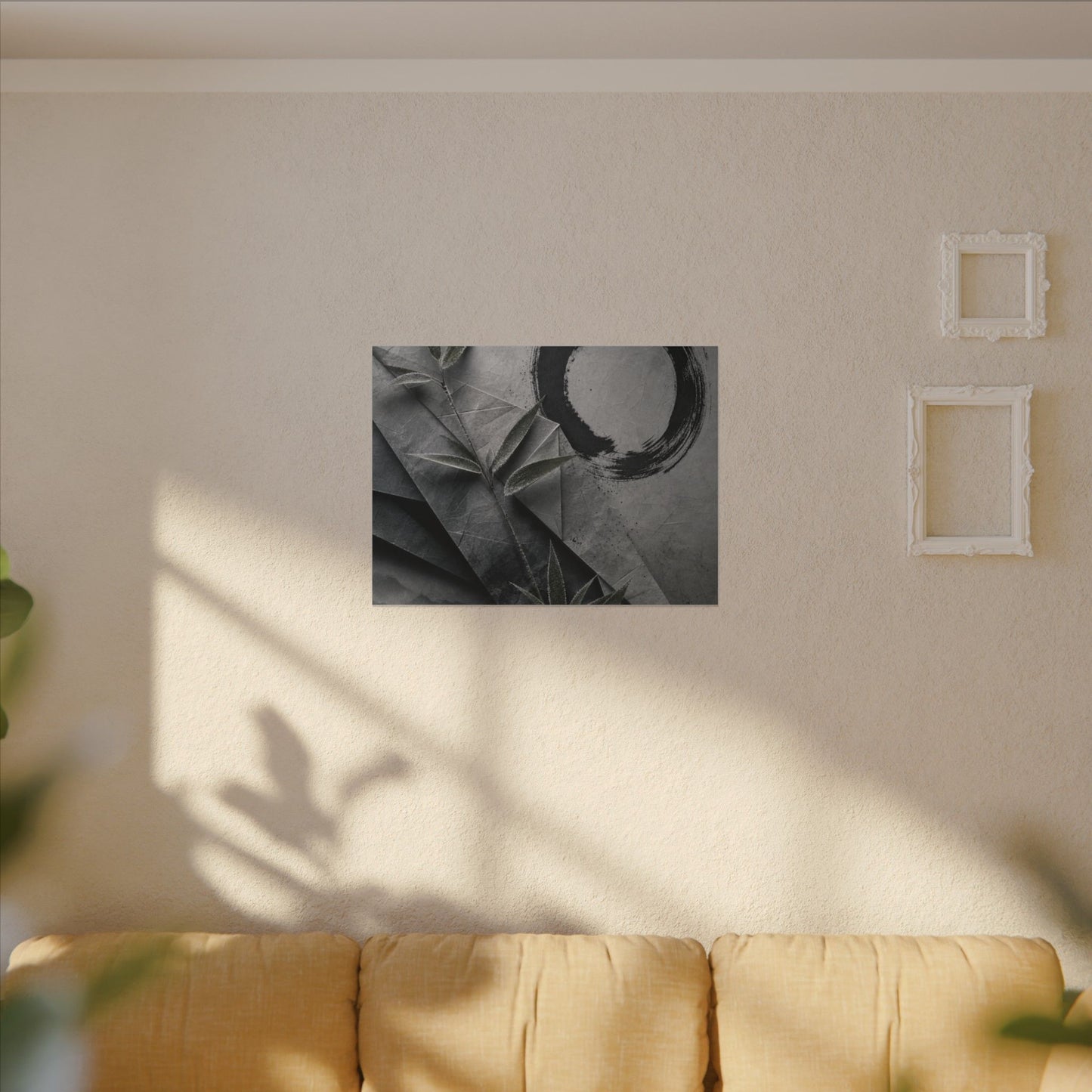 Winter Paper Fold Enso Canvas Art | Serene Decor
