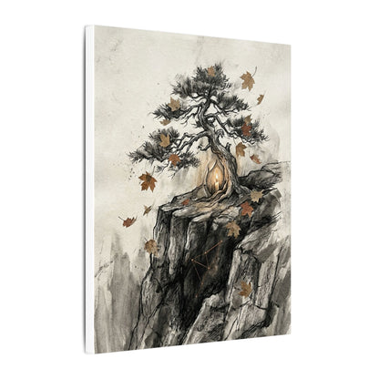 Pine Tree Autumn Canvas Art | Japandi Earthy Design