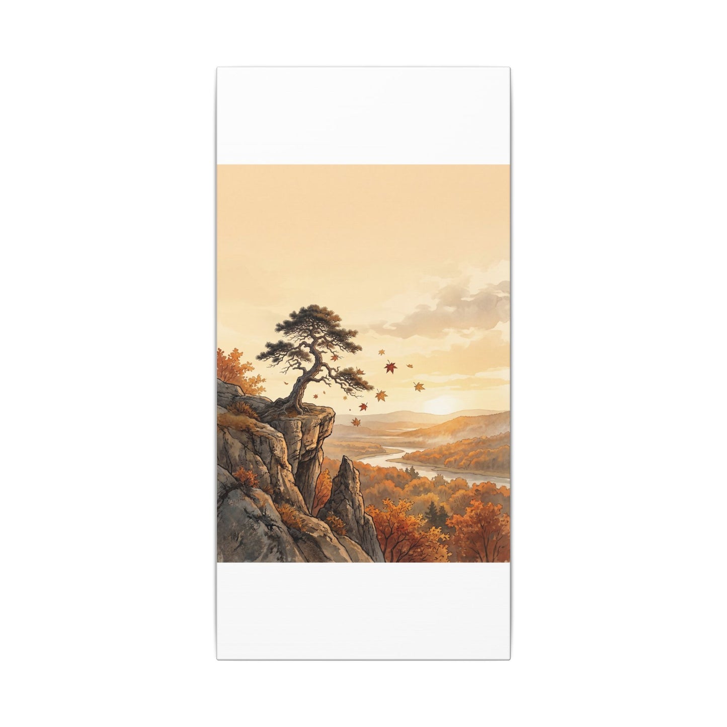 Pine Tree Autumn Canvas Art | Japandi Warm Design