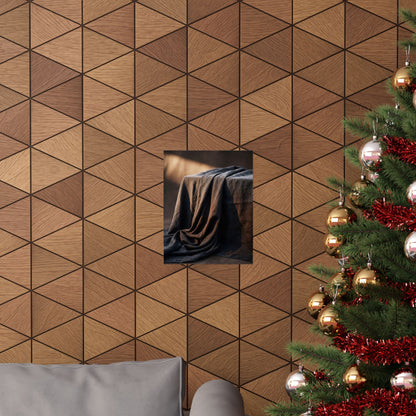 Dark Japandi Silk Drape in Golden Hour | Shadow Zen Wall Art Print