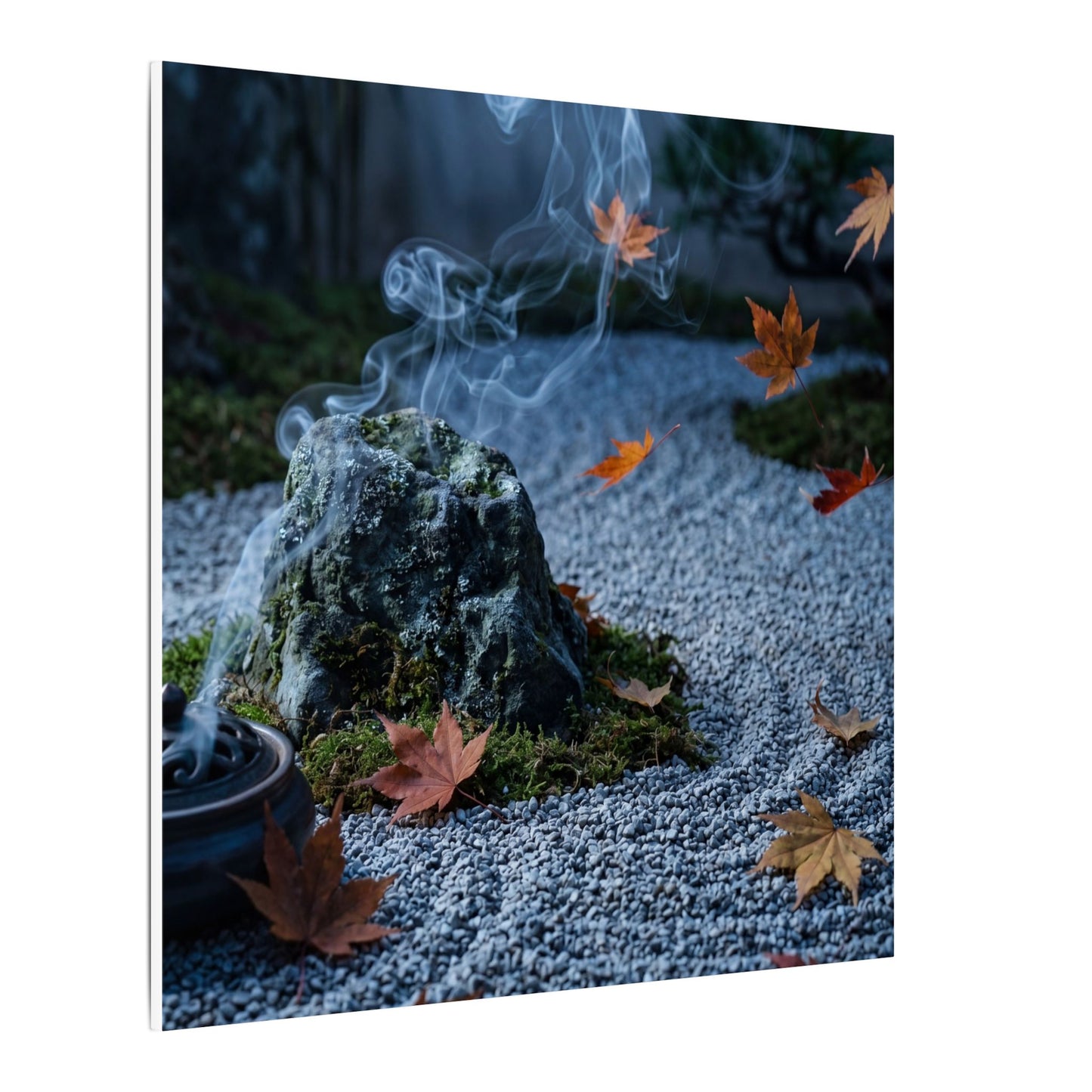 Autumn Incense Smoke Karesansui Canvas Art | Calm Decor