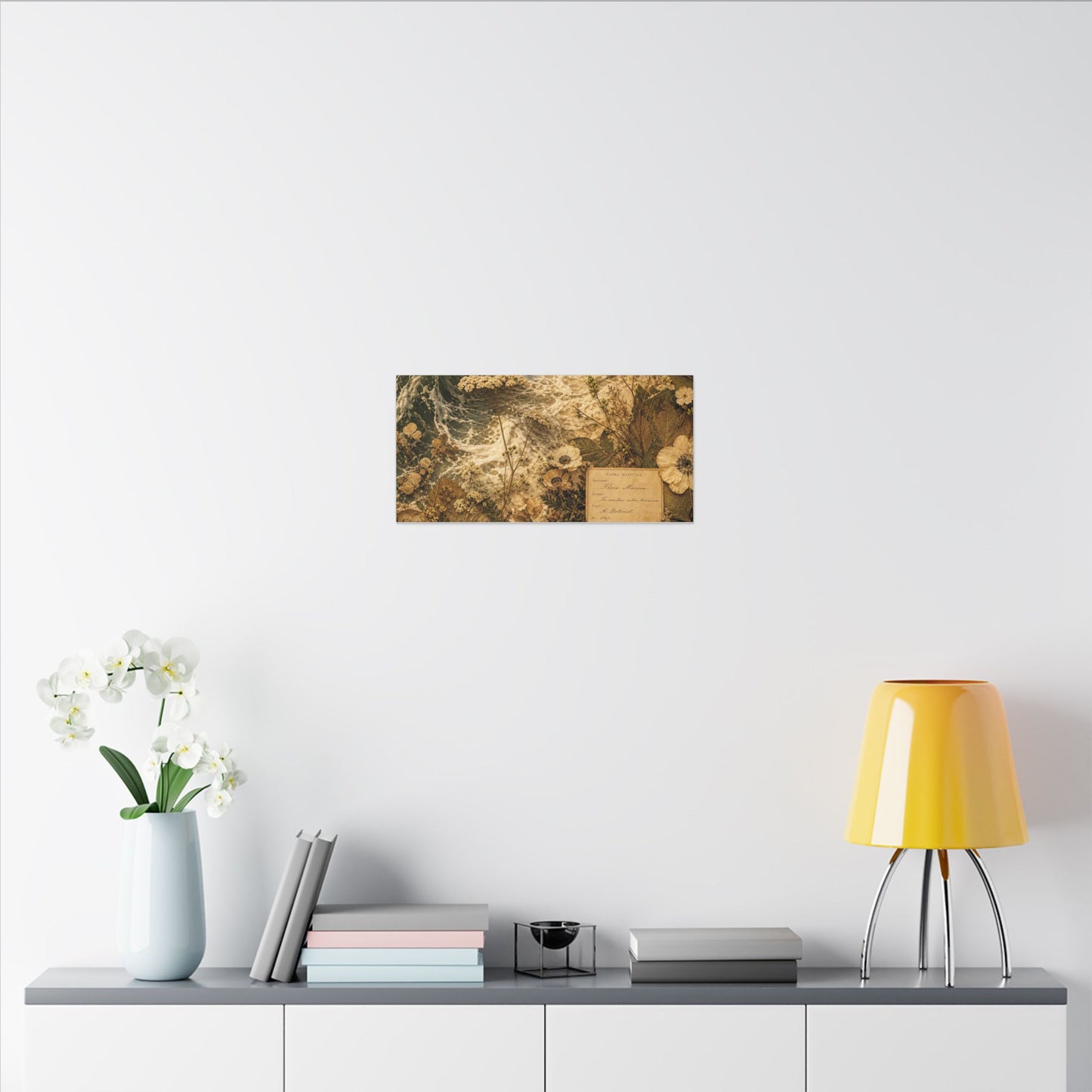 Spring Ocean Wave Herbarium Canvas Art | Nostalgic Decor